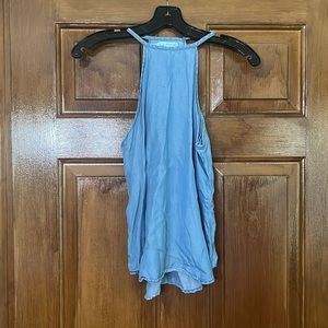 Light wash chambray halter top